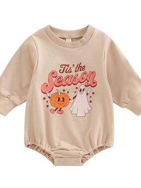 Tis' the Season Beige Halloween Graphic One-Piece